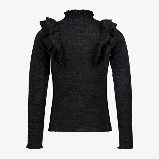 Meisjes shirt met lange mouwen en glitters zwart