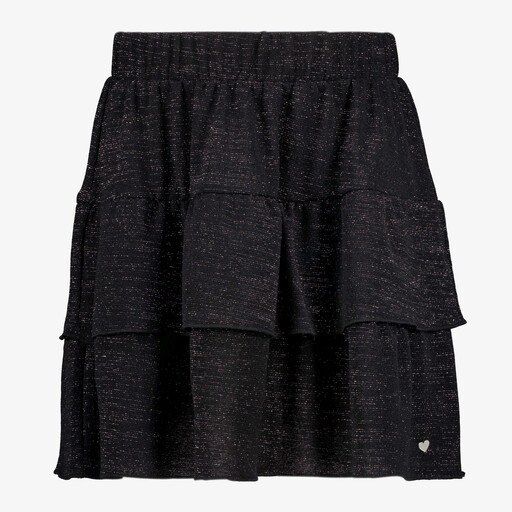 Meisjes rok met ruches en glitters zwart