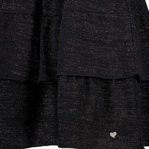 Meisjes rok met ruches en glitters zwart