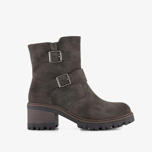 Dames biker boots met hak grijs