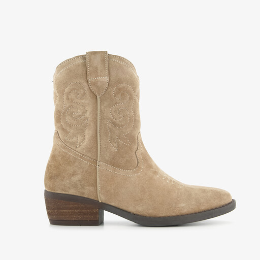 Suède dames cowboylaarzen beige
