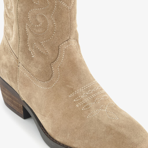 Suède dames cowboylaarzen beige