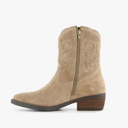 Suède dames cowboylaarzen beige