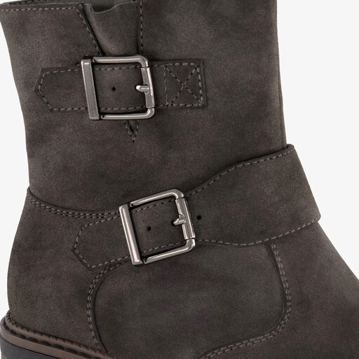 Dames biker boots met hak grijs