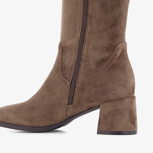 Hoge dames laarzen met hak taupe
