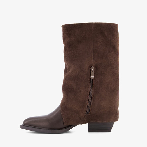 Slouchy dames cowboylaarzen met omslag bruin