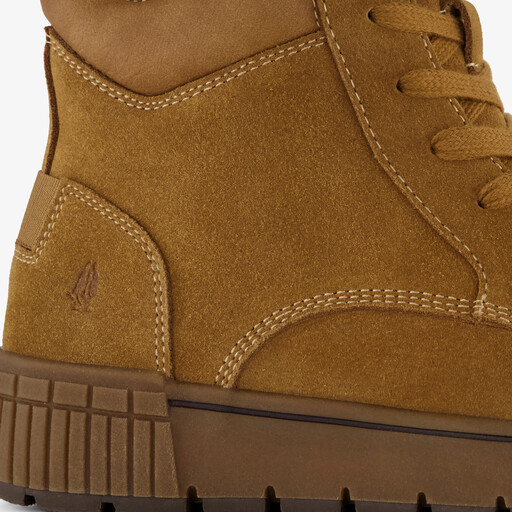 Gevoerde suède dames veterboots cognac