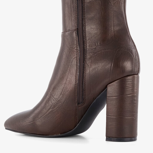 Hoge dames croco laarzen met hak bruin