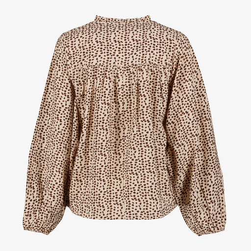 Dames blouse met print beige