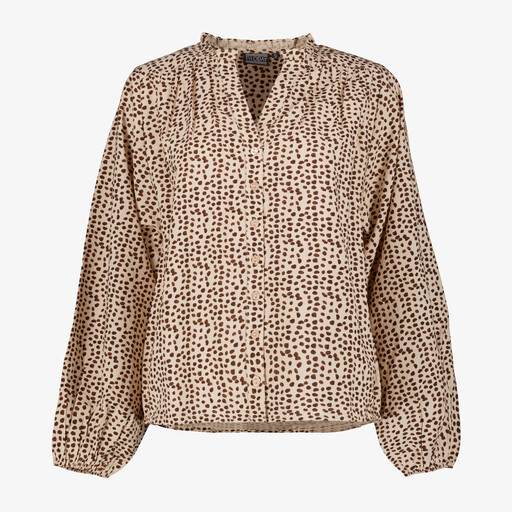 Dames blouse met print beige