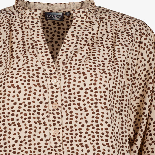Dames blouse met print beige