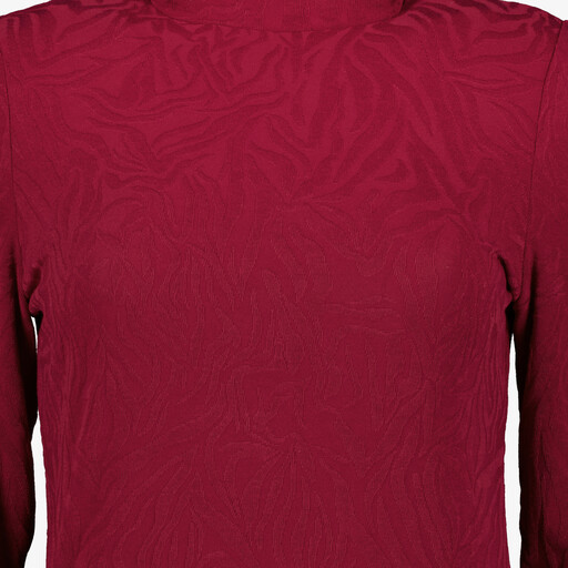 Dames top met lange mouwen bordeauxrood