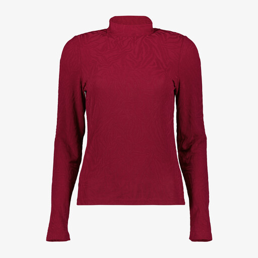 Dames top met lange mouwen bordeauxrood