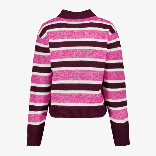 Gestreepte dames polo trui roze