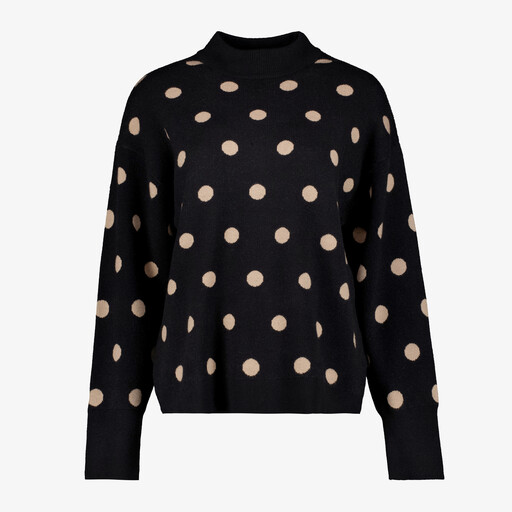 Dames trui met stippen zwart beige