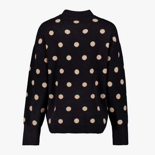 Dames trui met stippen zwart beige