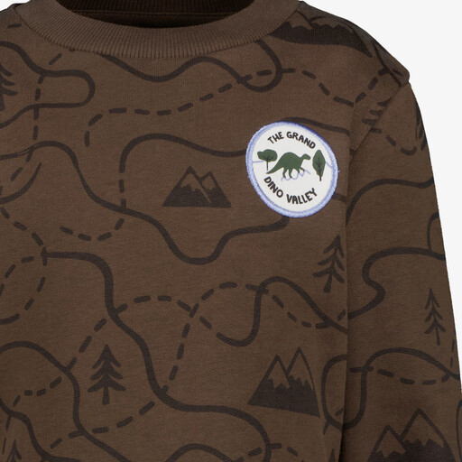 Jongens sweater met print bruin