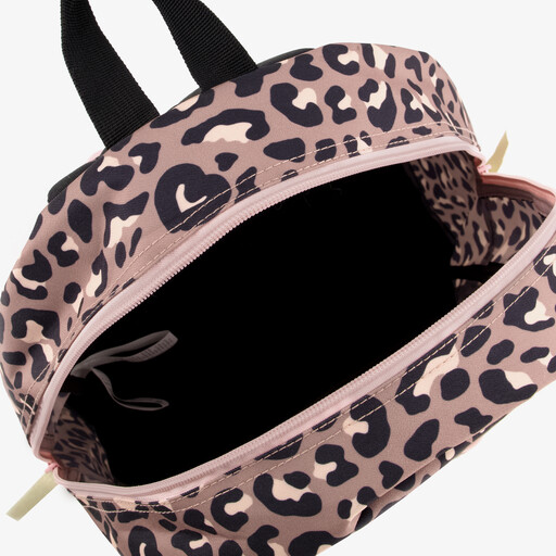 Meisjes rugzak met panterprint roze zwart 13,5 liter
