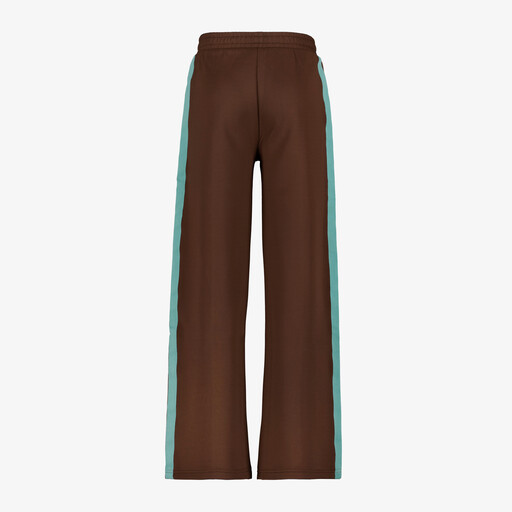 Meisjes wide leg pantalon met bies bruin blauw