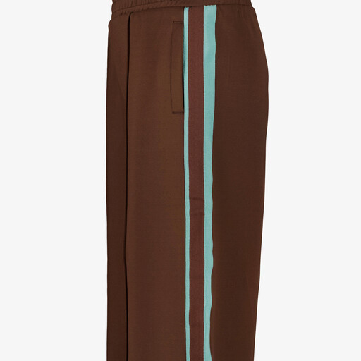 Meisjes wide leg pantalon met bies bruin blauw