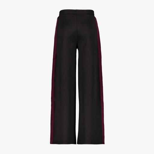 Meisjes wide leg pantalon met bies zwart bordeaux