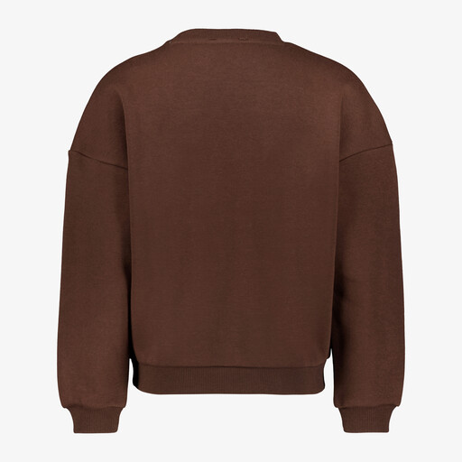 Meisjes sweater met tekstopdruk bruin blauw