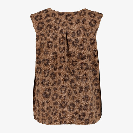 Meisjes teddy gilet met panterprint bruin