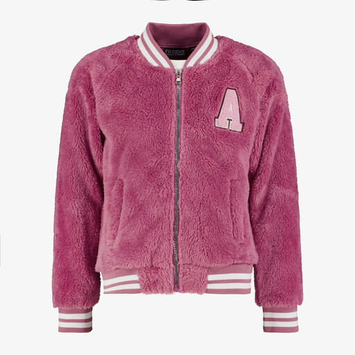Furry meisjes baseball vest roze
