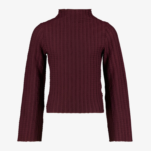 Meisjes top met structuur bordeaux rood