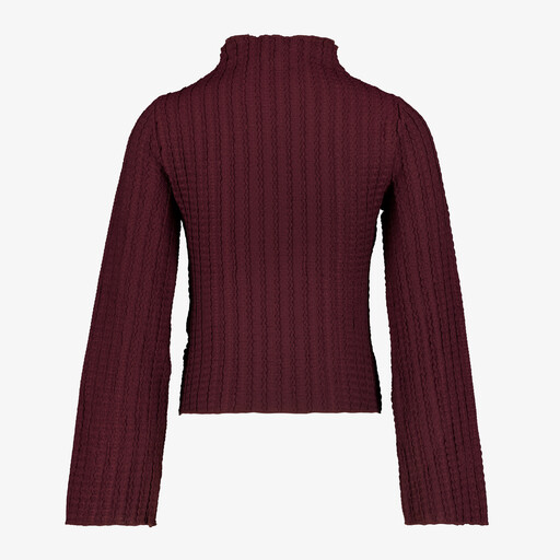 Meisjes top met structuur bordeaux rood