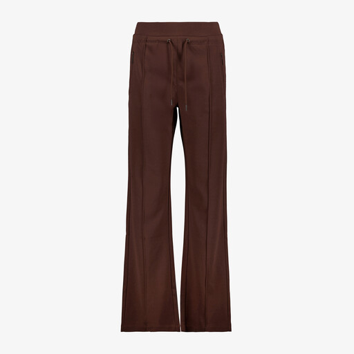 Dames wide leg broek met pintuck donkerbruin