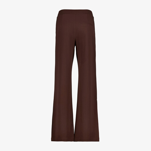 Dames wide leg broek met pintuck donkerbruin