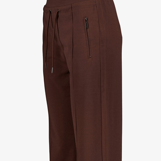 Dames wide leg broek met pintuck donkerbruin