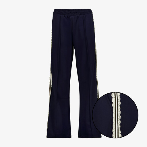 Dames broek met kanten biezen blauw