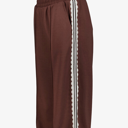 Dames broek met kanten biezen bruin