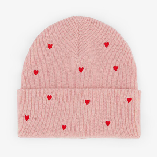 Meisjes muts met hartjes roze