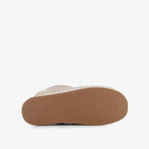Hoge dames pantoffels met teddy voering beige