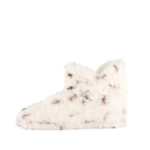 Hoge dames pluche pantoffels beige