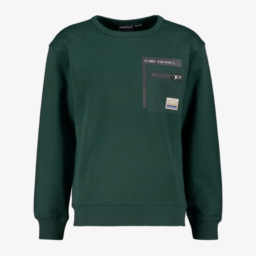 Jongens sweater met borstzakje donkergroen