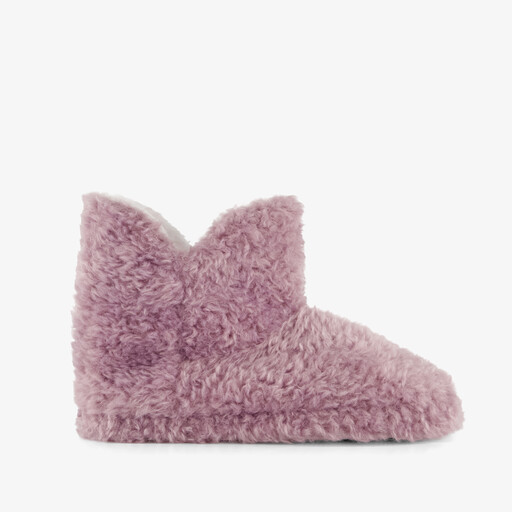 Hoge pluche dames pantoffels lila