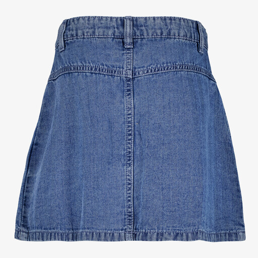 Meisjes denim rok met plooien blauw