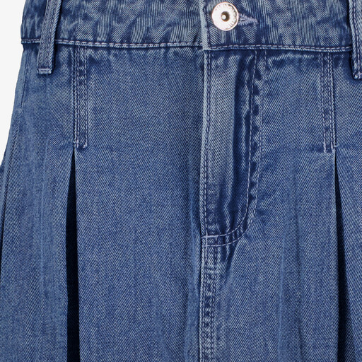 Meisjes denim rok met plooien blauw