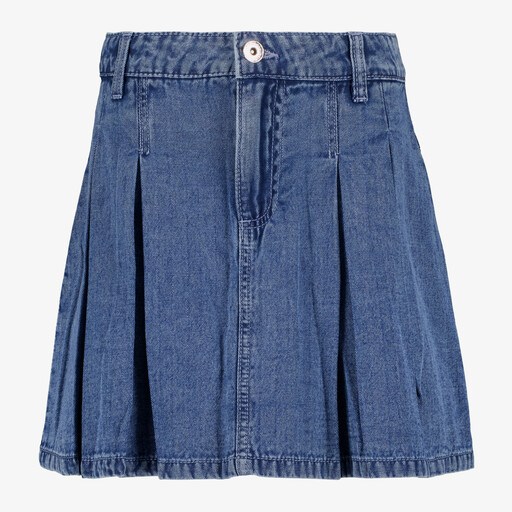 Meisjes denim rok met plooien blauw