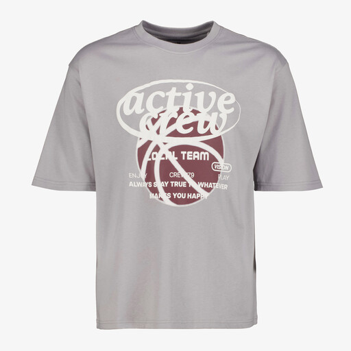 Heren T-shirt met print lichtgrijs