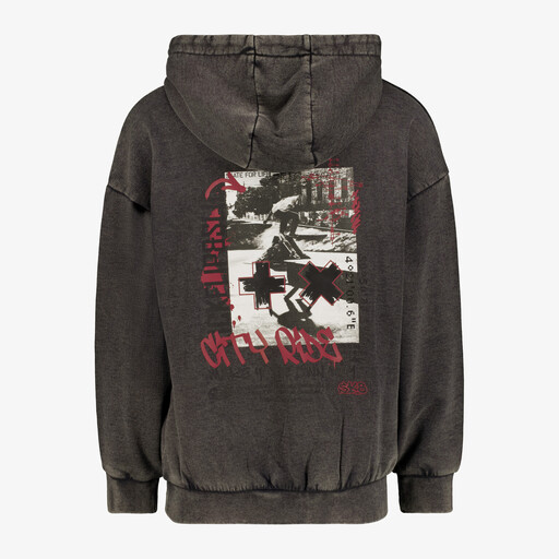 Jongens hoodie met backprint zwart