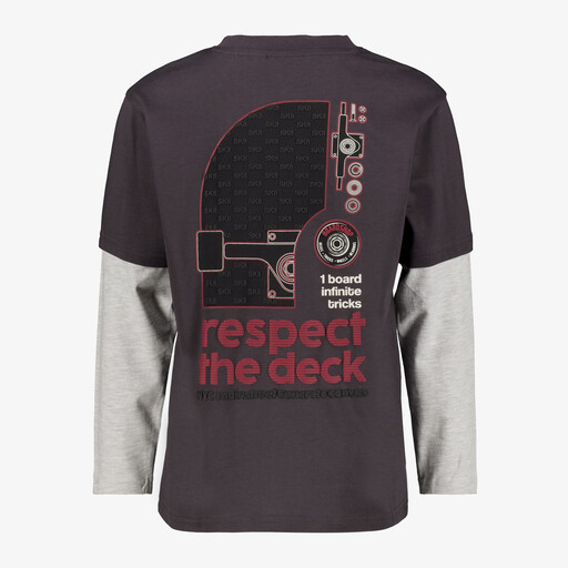 Jongens shirt met lange mouwen en backprint grijs