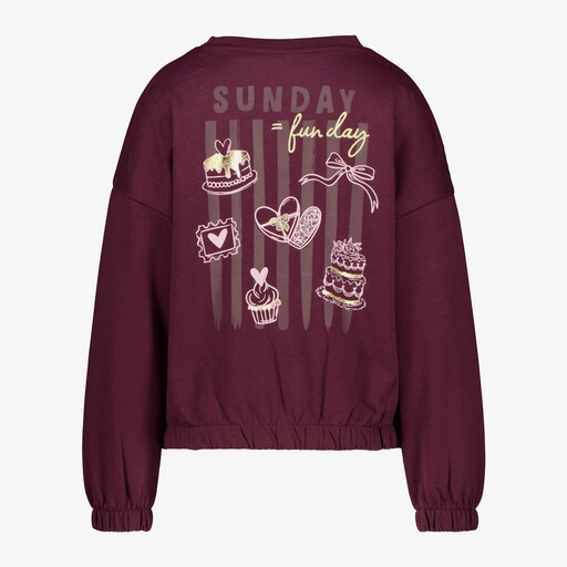 Meisjes sweater met backprint bordeauxrood