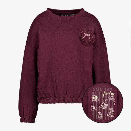 Meisjes sweater met backprint bordeauxrood