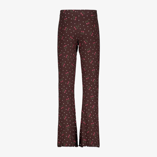Name It meisjes flared broek met kersjes roodbruin