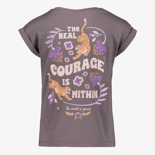 Meisjes T-shirt met backprint grijs